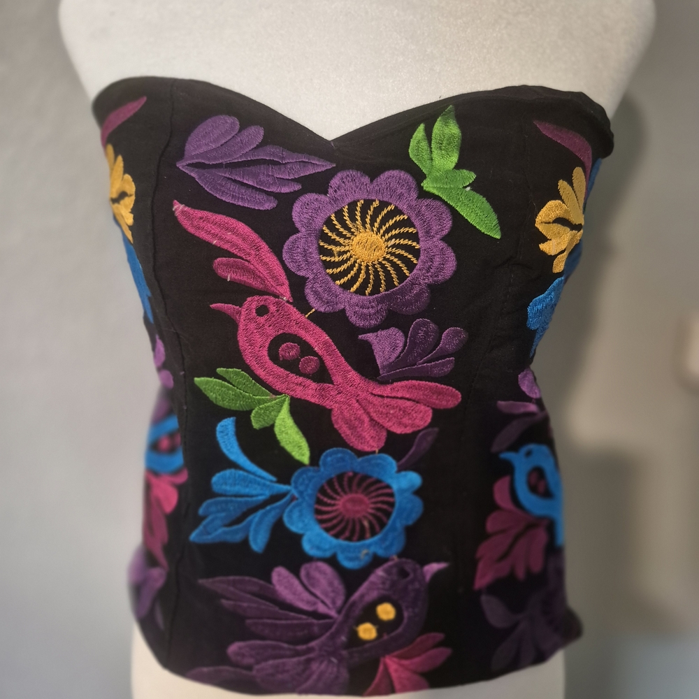 Colorful Embroidered Bustier Top